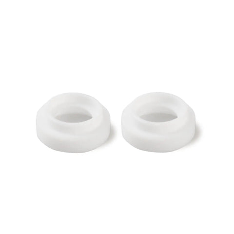 Two white collet bodies from 40 Piece TIG Torch Gas Lens Collet Body Glass Cup Kit For WP9 WP20 WP25 Welders Sizes Four To Twelve Easy Install
