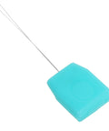 20 Pack Long Needle Threader Set for Punch Needle and Cross Stitch Embroidery, Seven Point Nine Inch Stainless Steel Quick Threading Tools with Plastic Handle, Super Handy DIY Embroidery Aid for Faster Stitches, turquoise handle close-up