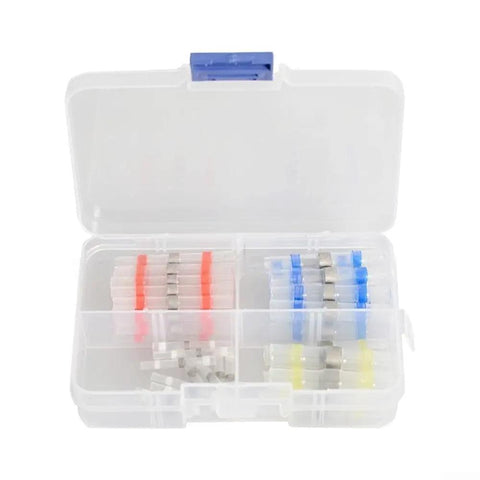 Hot Off The Press 50 Pack Solder Seal Wire Connectors Heat Shrink Tubing With Built In Solder Ring For Fast Wiring Jobs, case with assorted sizes