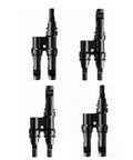 4 Pack Solar Y Connectors For Parallel Panel Wiring M To FF And F To MM 1 To 2 Cable Plug Kit MC4 Compatible