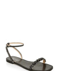 Kensy Flat Sandal For Women In Champagne With Ornate Embellishment And Breathable Leather Lining Easy Slip On Comfort Sandal