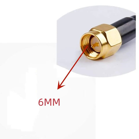 Close-up of 6mm connector of T Shaped 5.8G FPV Antenna For Drones And Video Glasses Omnidirectional 150mm SMA Connector 2dBi Gain