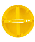 Top view of Stacker Small Parts Organizer For 5 Gallon Buckets With Four Compartments Nests Four Deep In Most 5 Gallon Buckets Molded Center Handle Bright Yellow Today