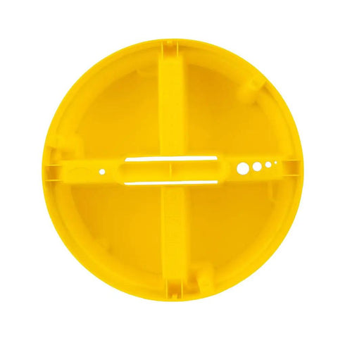 Top view of Stacker Small Parts Organizer For 5 Gallon Buckets With Four Compartments Nests Four Deep In Most 5 Gallon Buckets Molded Center Handle Bright Yellow Today