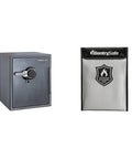 Fireproof And Waterproof Steel Home Safe With Digital Keypad Lock For Documents And Valuables alongside document bag