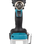 Heavy Duty 18V Brushless Cordless Drill Driver Featuring 20 Torque Settings And A Hard Hittin 13mm Keyless Chuck front view with handle.