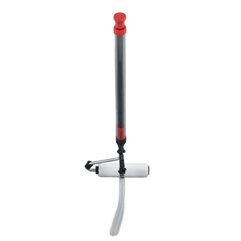 Heavy Duty Pro Grade Self Priming Paint Roller Featuring Automatic Semi Auto Suction Pump Extended Comfort Handle, top view with suction tube.