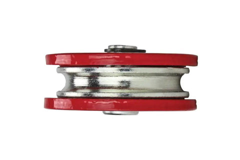 Heavy Duty Snatch Block Without Hook For ATV Winches That Doubles Your Pull Power Fits Three Sixteenth Inch Cables Works With All ATV Winches Semi Permanent Mount Angled Pulls Cut Heat Build Up And Amp Draw, red zinc-plated steel pulley