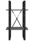 Two-Tier Gray Engineered Wood Book Cabinet for Home Office with black frame, space saving design, 27.6 inches tall, industrial style