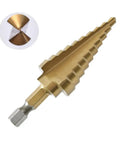 Three Piece Pro Grade Titanium Coated HSS Step Drill Bit Set For Metal Wood Plastic And Aluminum with hex shank