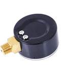 Back view of 1/8 NPT 200 PSI Steel Economical All Purpose Pressure Gauge With Brass Internals, steel enclosure, bottom mount.