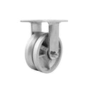 Built Tough 5 Inch V Groove Semi Steel Wheel Rigid Caster with precision roller bearing, showcasing durable design for smooth movement.