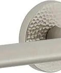 Circolo Hammered Rosette Privacy Lever Set In Satin Nickel With Moderno Lever, solid forged brass, right-handed door hardware