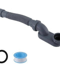 CONGARTENO Flexible Bathtub Drain Pipe Freestanding Tub Drain Kit Black with plumbing tape and rubber gasket.