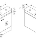 Technical drawing of Workhorse Pivot Glass Hinge for half inch doors up to thirty six inches wide and one hundred forty five pounds capacity.