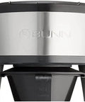 Front view of Heat N Brew 10 Cup Programmable Coffee Maker With Stainless Steel Finish, Even Brew Showerhead For Even Extraction.