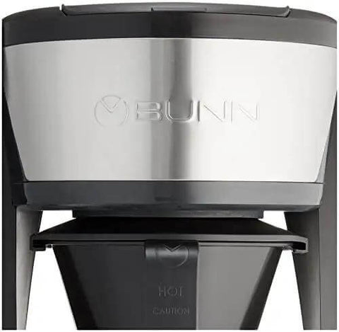 Front view of Heat N Brew 10 Cup Programmable Coffee Maker With Stainless Steel Finish, Even Brew Showerhead For Even Extraction.