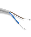 Close-up view of the wire ends for an 8mm NPN NO Inductive Proximity Switch Sensor, 12-24V DC (6-36V) Wide Range, 2-Wire Normally Open.