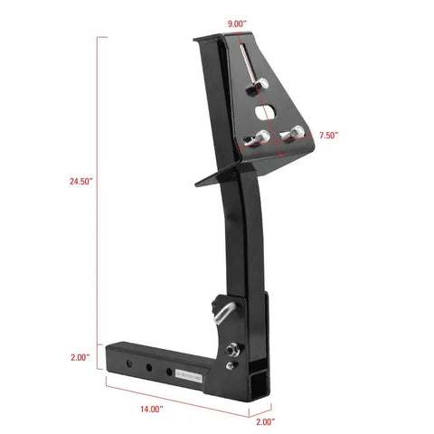 Pivoting Fold-Down Hitch Mount Spare Tire Carrier For 2-Inch Receivers With Easy Tailgate Access, Beefy Anti-Rattle System