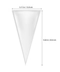 Cone Shaped Treat Bags For Popcorn And Snacks Pack Of 500 Clear Heat Resistant Pouches dimensions shown, triangular shape