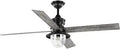 Gillen 4 Blade Vintage Electric LED Indoor Outdoor Ceiling Fan With Light Kit Matte Black Finish and Rustic Charcoal Blades