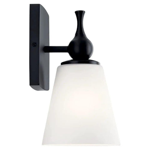 Cosabella 6 Inch 1 Light Wall Sconce With Satin Etched Opal Glass In Black Finish Industrial Modern Vibe That Pops For Hallways Entryways Porches And Living Spaces