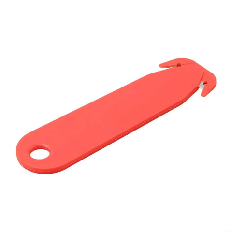 Lightweight Double Edged Utility Cutter With Stainless Steel Blade Housing, red ergonomic grip, angled view