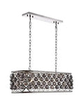 Head-Turning 6 Light Crystal Pendant With Royal Cut Glass Orbs And Sleek Polished Nickel Frame, Killer Geometric Chandelier For Kitchen Island Or Foyer, 40 Inch Wide Hanging Ceiling Lamp in a modern design with a polished nickel finish.