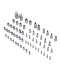 Heavy Duty 64 Piece JIC 37 Degree Flare Cap And Plug Kit For Hydraulic Hose And Tube Systems, spread display of metal pieces