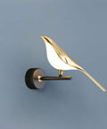 Cool Magpie Themed LED Bird Wall Light In Gold One Light Acrylic Fixture For Living Room And Bedroom Adjustable Bird Head