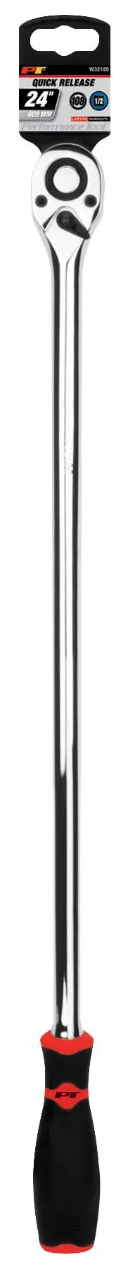 Workhorse 1/2 Inch Drive Long Handle Ratchet With Chrome Vanadium Steel Build And Nickel Chrome Finish 108 Gear Teeth For Ultra Smooth Swings Durable One Pack For DIYers And Pros