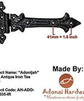 Antique Cast Iron Strap T Hinge 7.9 Inch Two Pack Matte Black For Barn Doors Gates Kitchen Cabinets Sheds Wooden Box Furniture