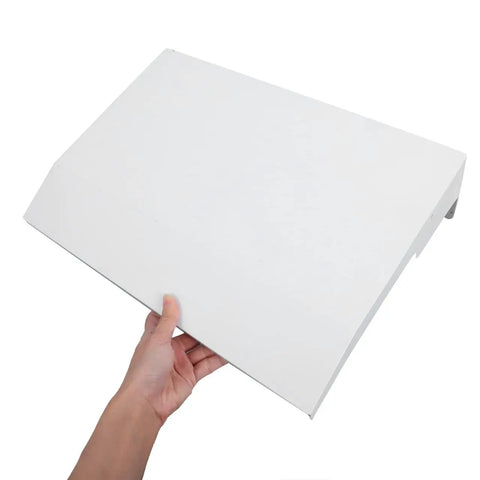 Rock Solid Outdoor EV Charger Cover built tough as nails, held in hand, waterproof polymer, protects wall mount EV plugs.