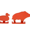 Metal Knockover Animal Target Set For Backyard Shooting Practice, 4 Orange Silhouette Targets, Carbon Steel Resetting Targets