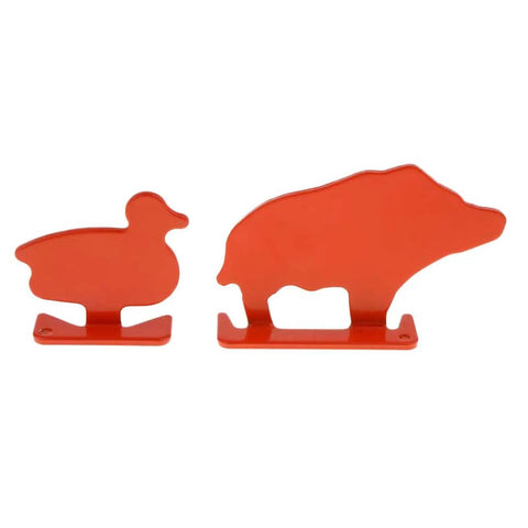 Metal Knockover Animal Target Set For Backyard Shooting Practice, 4 Orange Silhouette Targets, Carbon Steel Resetting Targets