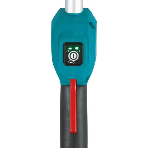 Cordless 13 Inch String Trimmer With Brushless Motor 18V LXT Power 4.0Ah Battery Kit control handle with teal design