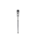 Front view of Three Eighths Inch Drive Eight Inch Flex Head Quick Release Ratchet With 180 Degree Flex 9 Position Detents 90 Tooth Gear