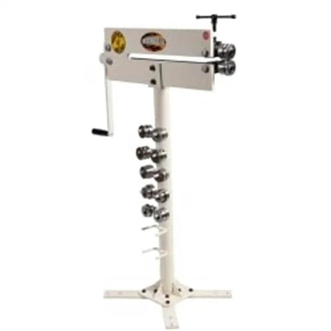 White WFBRSB18 Stand For Super Bead Roller Floor Stand with 40 inch work height and 7 die rack for metal fabrication.