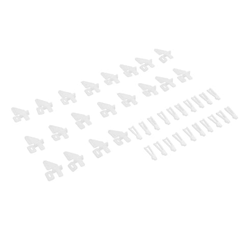 20 Sets 4 Hole Control Horns Clevis Kit Rudder Angle for RC Airplane Foam Fixed Wing, durable plastic parts, top view.