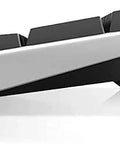 Rig Ready Wired Mechanical Keyboard With Custom RGB Modes Snappy Clicky Switches angled view highlighting ergonomic design and RGB lighting.