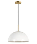 16 Inch Wide Pendant Light With Metal Shade In White And Brushed Brass For Home Living Room Kitchen Dining Bedroom And Office Modern Mid Century Vibe Easy Install Ambient Glow