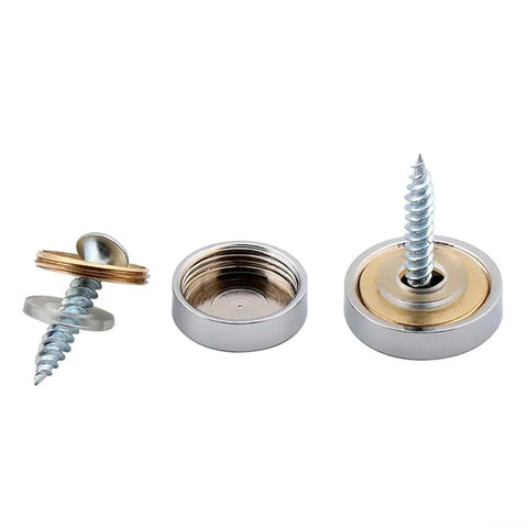 Stainless Steel Mirror Screws 16mm Silver Decorative Glass Fixings With Copper Washers For Bathroom Wall Mounted Mirror Slick Hardware Kit Furniture Fasteners Set 12 Pcs