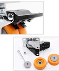 Heavy Duty TPE Caster Wheels 4 Pack With 360 Degree Swivel Glides For Sofa Couch Desk And Furniture close-up of caster wheel, featuring orange TPE material and mounting hardware.