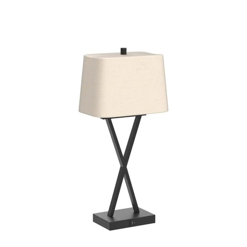 Set Of 2 Touch Control 3-Way Dimmable Table Lamps With USB Ports And Fabric Shade, Cream Finish, Modern Nightstand Lights, single lamp view