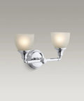 Devonshire Two Light Bathroom Vanity Light Fixture, Wall Sconce With Frosted Glass Shades, Up Or Down Position, UL Listed, Chrome Finish