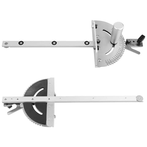 Precision Table Saw Miter Gauge With Adjustable Flip Stop And Angle Guide. Solid aluminum build for accurate cuts.