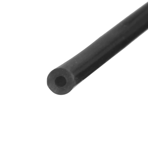 Close-up of a black Silicone Air Hose 4.5m 7mm OD 3mm ID for Car Marine Truck High Temperature Tubing, showing cross-section and opening.