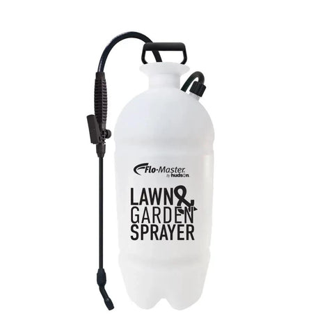 Two Gallon Lawn And Garden Sprayer With 34 Inch Anti Kink Hose, Thumb Operated Control Valve With Lock, funnel top and spray wand visible