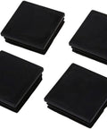 100 Pack 1 Inch Square Plastic Tube End Plugs For 1 Inch Outside Diameter Square Tubing, four black durable chair glide caps shown