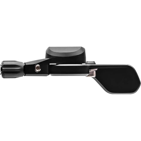 Dead Smooth Dropper Post Remote Lever With ISPEC EV Frame Mount textured silicone grip in matte black grey side view.